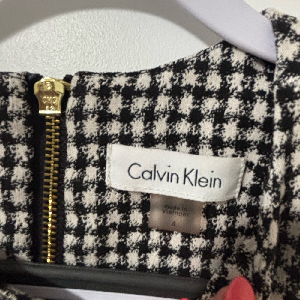 Calvin Klein Black and White Houndstooth Midi Sheath Dress - Picture 2 of 3